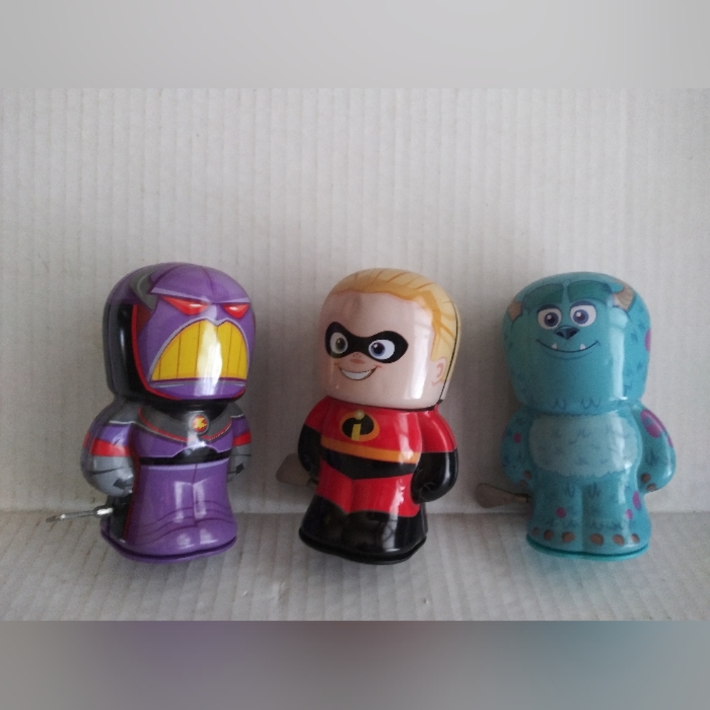 Dash, Zurg , Sully - Disney/Pixar Tin Wind-Up Collection Bebots Toys Lot of 3
